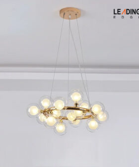 Chandelier Meta & Glass Gold 01-5059