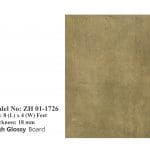 The Premium High Glossy UV Plywood Board (01-ZH-1726) is an architectural-grade interior surfacing solution engineered to infuse modern residential and commercial spaces with a refined touch of sophistication and luxury. Constructed on a structurally robust, high-density 18mm Premium Plywood core, these top-tier panels offer exceptional rigidity, superior screw-holding capacity, and long-term dimensional stability. This ensures perfect edge-banding and flawless fabrication for bespoke, heavy-duty furniture. Supplied in a standardized, large-scale architectural format of 8 x 4 feet, this series allows designers and fabricators to execute expansive, seamless paneling with maximum material yield and minimal joint interruptions. The defining characteristic of the 01-ZH-1726 model is its striking visual profile, which pairs a warm, golden-textured industrial aesthetic with a brilliant High Glossy Finish. This advanced UV-coated surface treatment reflects ambient light beautifully, creating a luxurious depth that elevates the surrounding interior environment. It serves as the ultimate foundation for contemporary, minimalist, and handleless cabinetry. Please note that while they are ideal for standard interior environments, these panels are expressly designed for dry-zone applications (Not Water Proof) and should be shielded from direct moisture. To guarantee flawless execution for your project, please avoid taking cabinet measurements yourself; if necessary, contact the salesman for details. Key Features: High Glossy Elegance: Features a brilliant, reflective UV-coated surface that adds immediate visual depth, sophistication, and a premium luster to bespoke cabinetry. Warm Industrial Texture: The 01-ZH-1726 model showcases a rich, golden-tan textured aesthetic beneath its clear high-gloss topcoat, creating a dynamic architectural focal point. Premium Plywood Core: Precision-manufactured using an 18mm thick structural plywood core to ensure outstanding weight-bearing strength, flat mounting, and secure hardware anchoring. Standardized Architectural Sizing: Supplied in full-scale 8 x 4 feet sheets, perfectly proportioned for efficient, large-scale wardrobe construction and continuous cabinetry runs. Bespoke Cabinetry Ideal: Specifically designed and highly recommended for fabricating luxury walk-in closets, premium media units, and dry-zone kitchen cabinet exteriors.