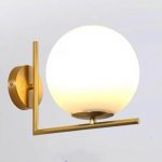 Wall Light Metal Gold & White Ball 01-4205