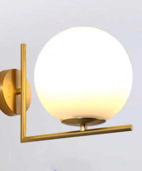 Wall Light Metal Gold & White Ball 01-4205