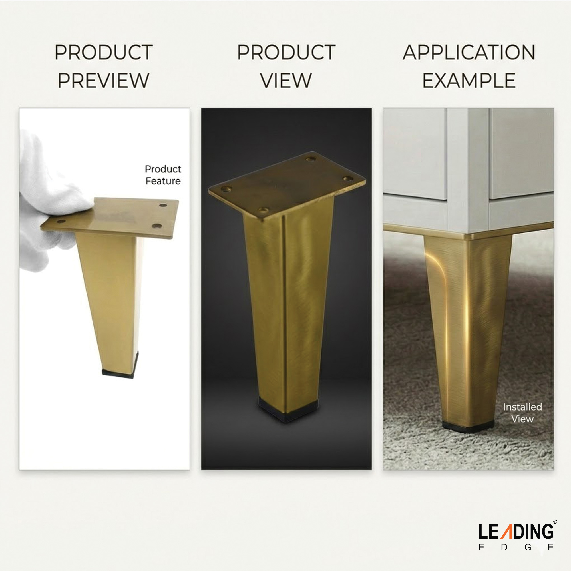 Sofa Leg 100/ 120mm Titanium Black/Golden 01-0118