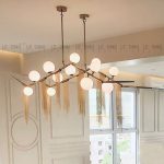 Chandelie Matt Gold With White Glass 01-5220