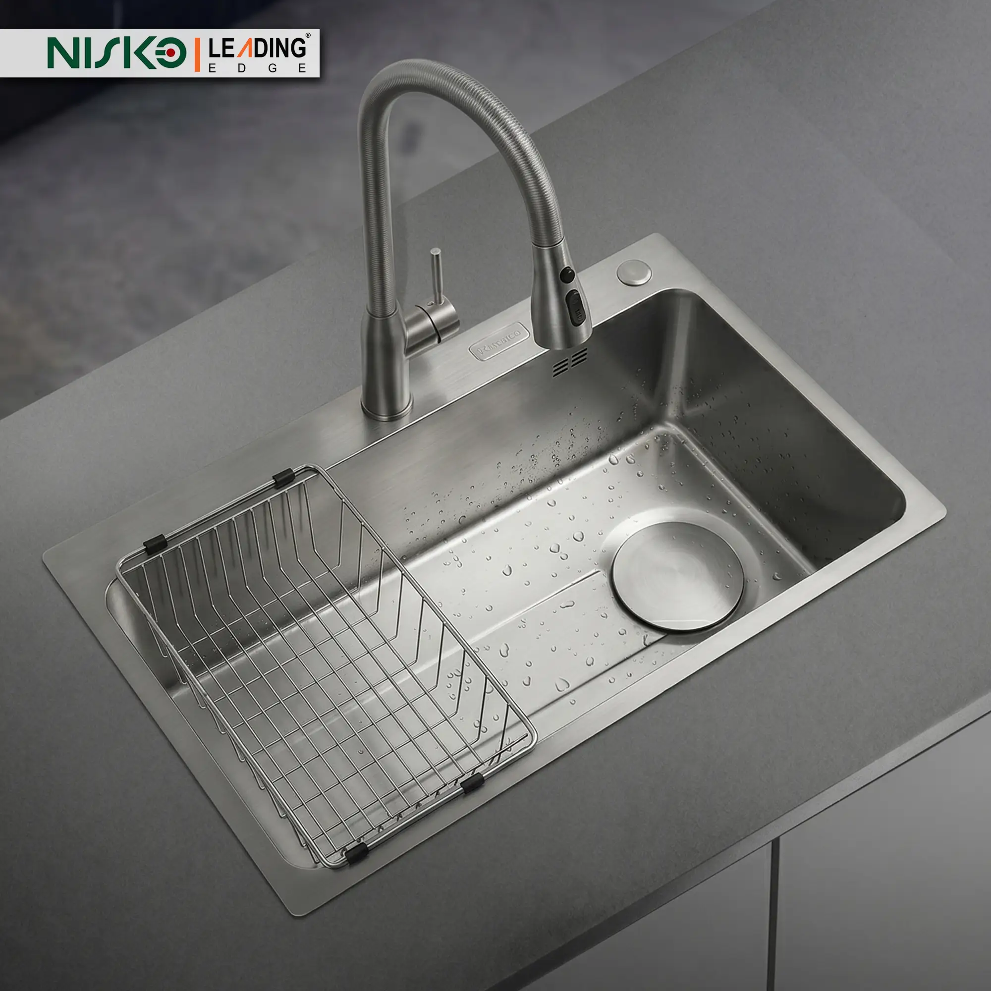 Nisko Kitchen Sink Single With Basket SS Dot 01-5674