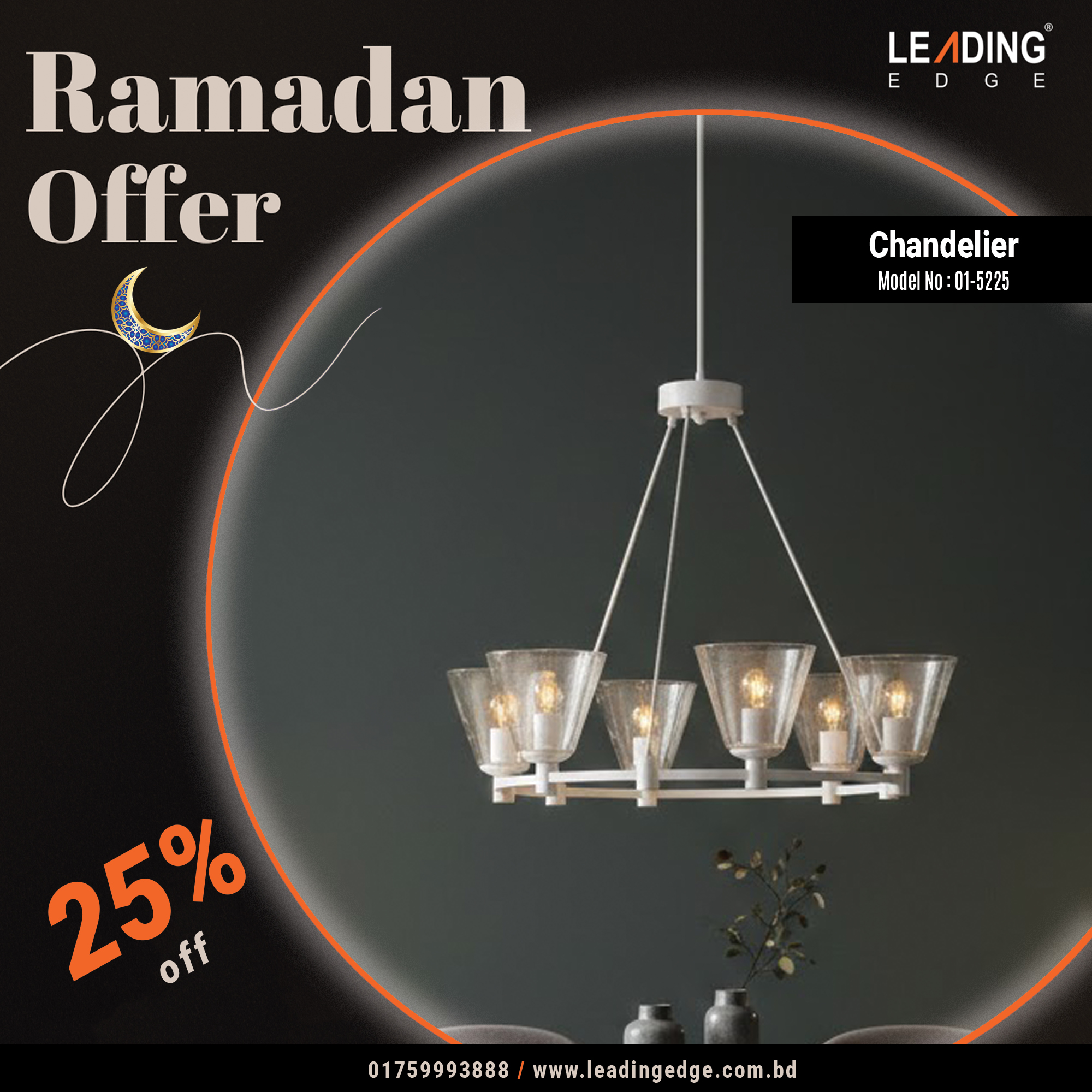 Chandelier Metal With Glass 01-5225