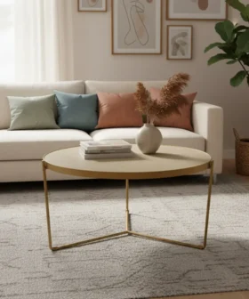 Coffee Table, Dia 900mm, MS Black/ Gold 50-4601