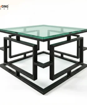 Coffe Table Metal Frame Black+Glass Top 50-4629