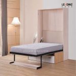 Vertical Split Sofa with Bookshelf Bed Metal Frame 01-6004