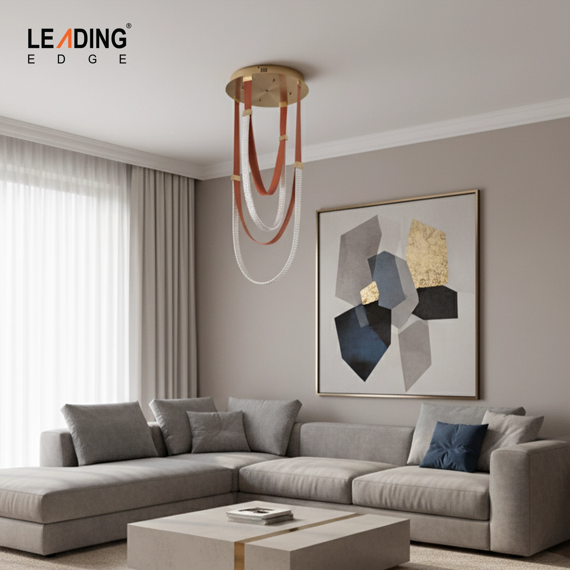 Chandelier-2 D500*H1200 Metal Silicone+Bronze+Orange 01-5507
