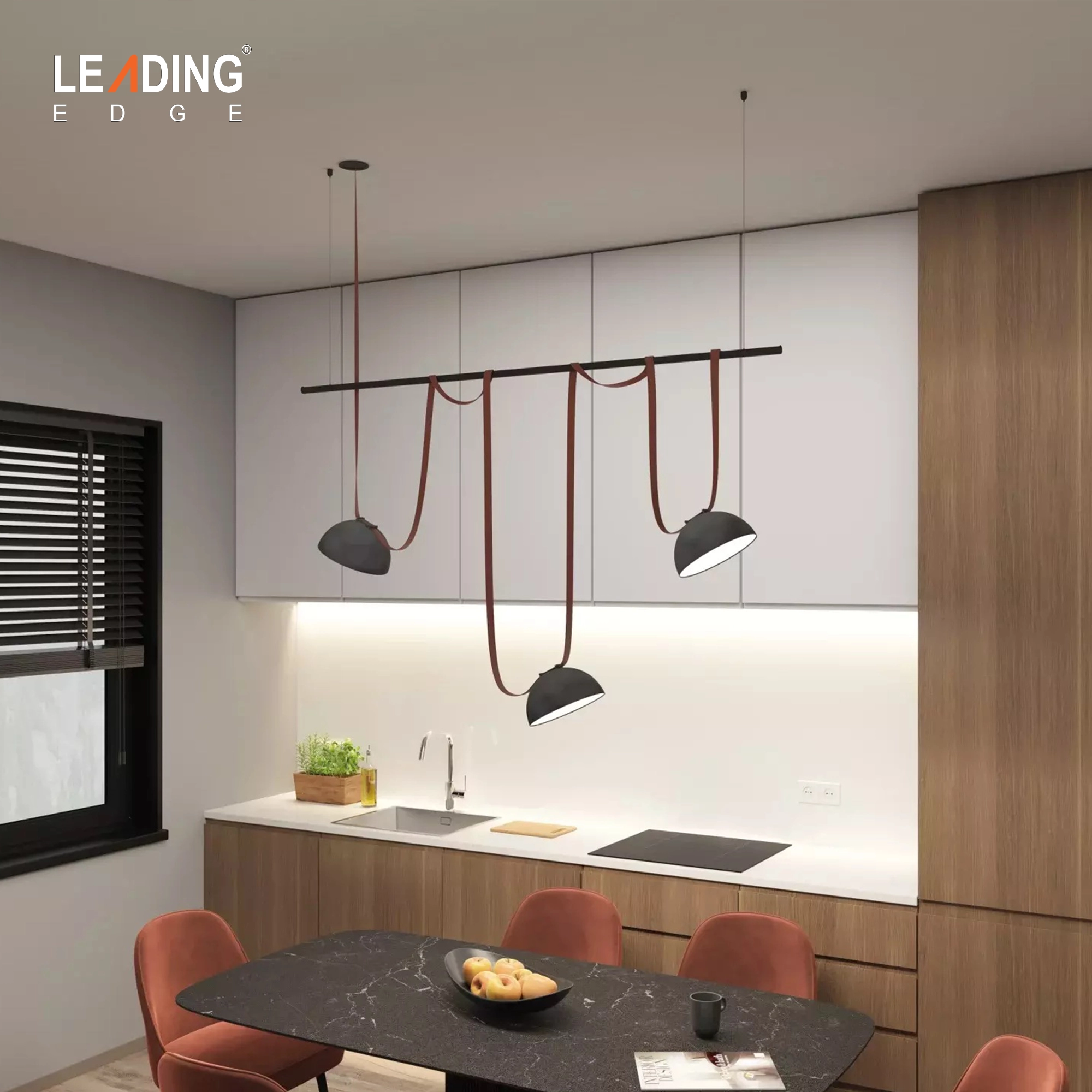 Chandelier L16-11/3 Shade Reddish Brown+Black 01-5508