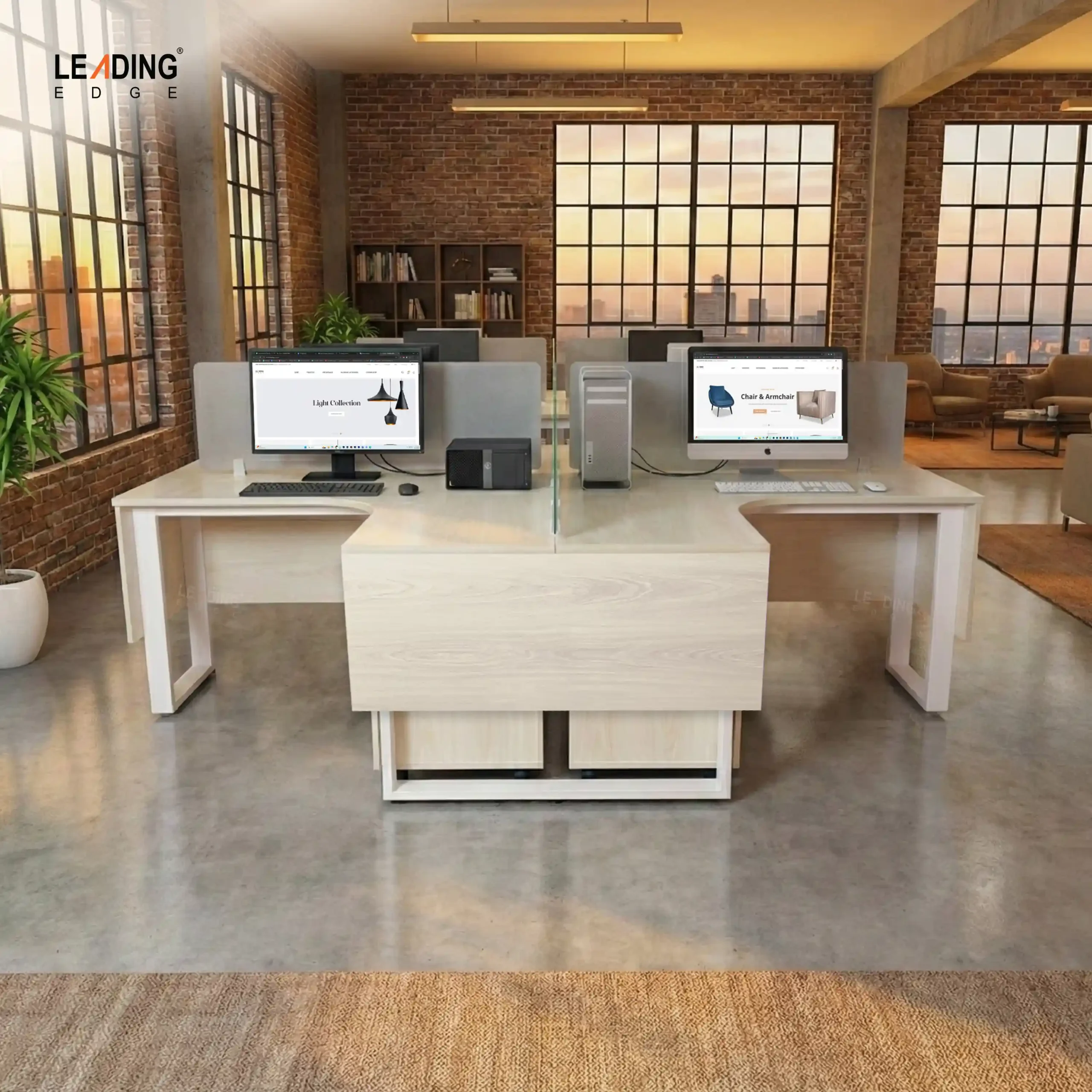 Rectangular Bar Workstation L-shape for 2 Person 50-4794