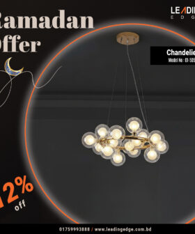 Chandelier Meta & Glass Gold 01-5059