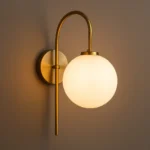 Wall Light Metal Gold & White Ball 01-4203
