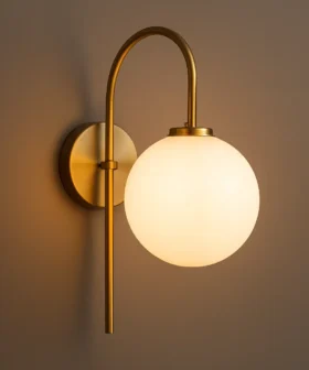 Wall Light Metal Gold & White Ball 01-4203