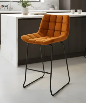 Bar Stool Metal Base+Fabric with Back  Support 50-5109