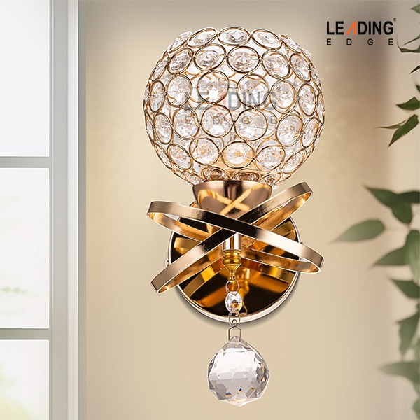 Elegant Crystal Luxury Wall Light – Gold Finish | Leading Edge