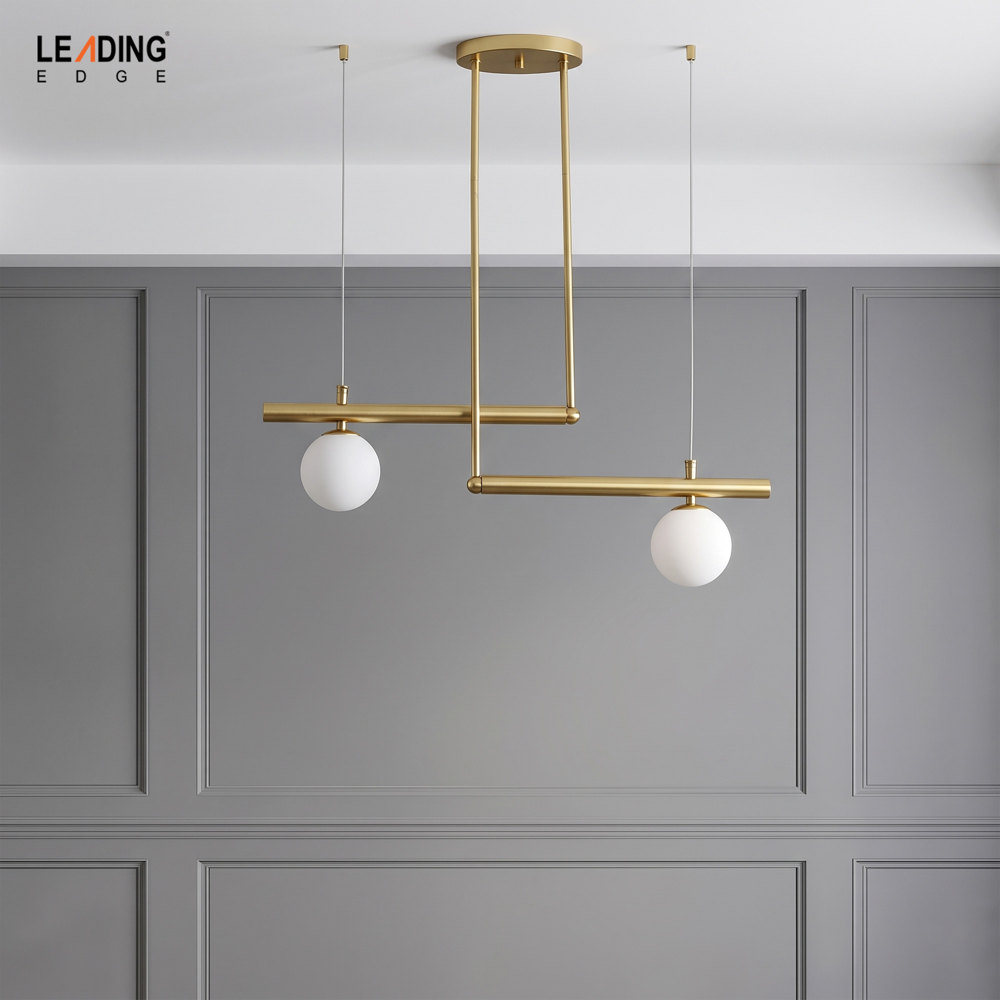 2 Chandelier Metal Gold With White Ball (G9~2/G9~3) | 01-5054