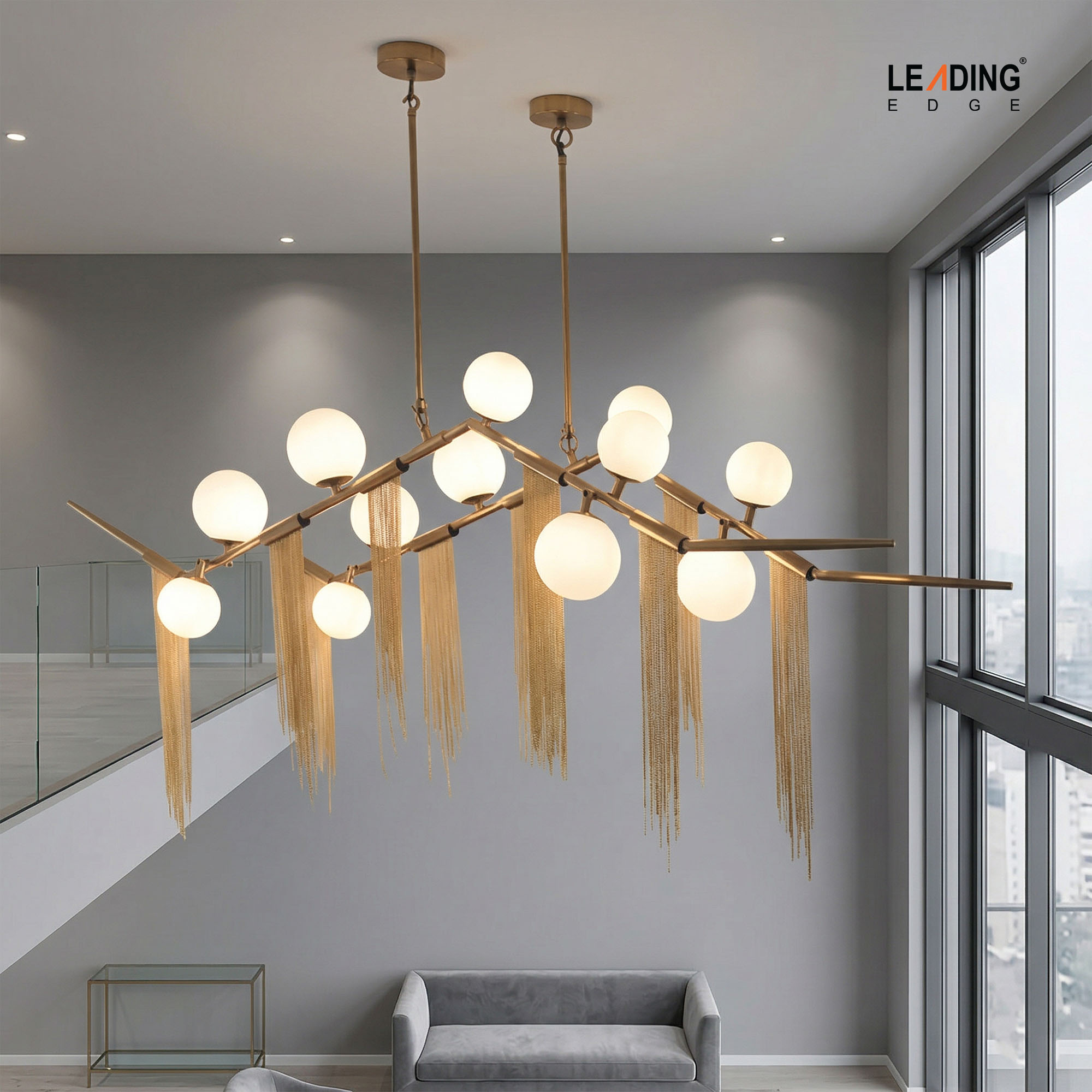 Chandelie Matt Gold With White Glass 01-5220