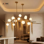 Chandelie Matt Gold With White Glass 01-5220