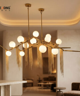 Chandelier Matt Gold+White Glass 01-5220